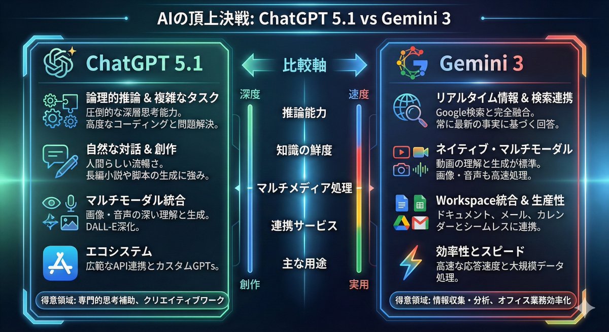 Infographic comparing ChatGPT 5.1 and Gemini 3 — example 1