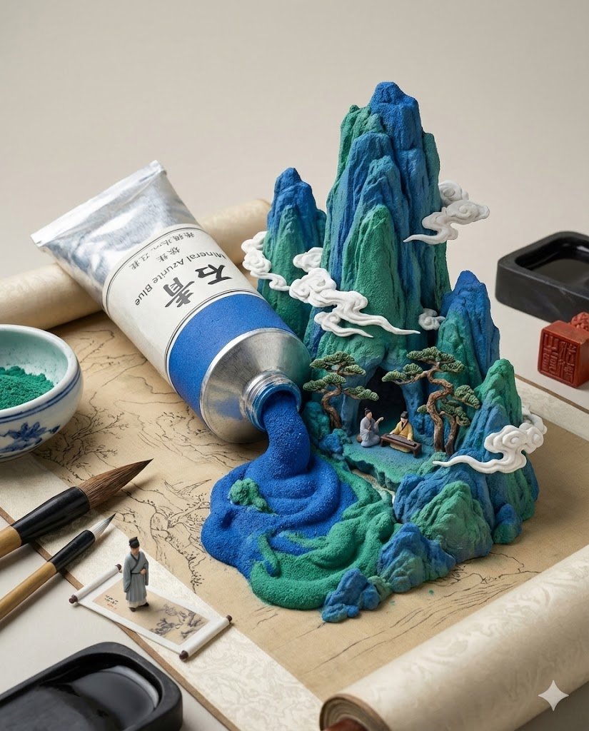Chinese Landscape Painting Pigment Squeeze — example 1