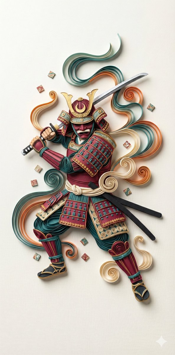 3D Paper Quilling Art: Samurai Warrior — example 1