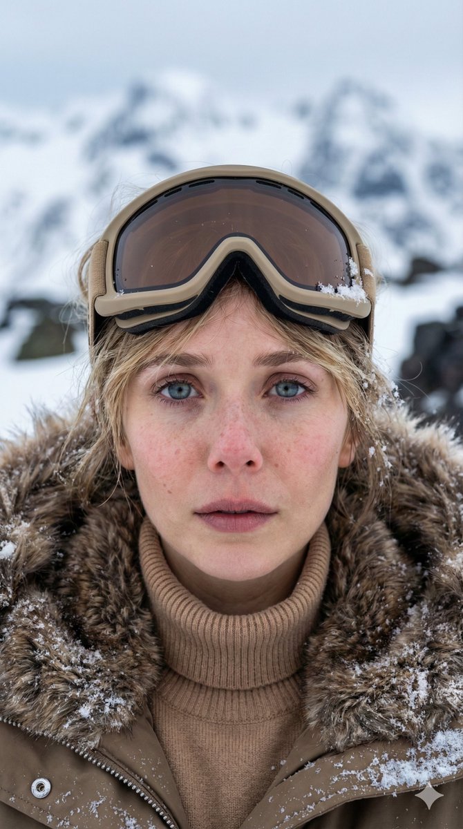 Vertical Cinematic Arctic Portrait (Tan/Brown Palette)