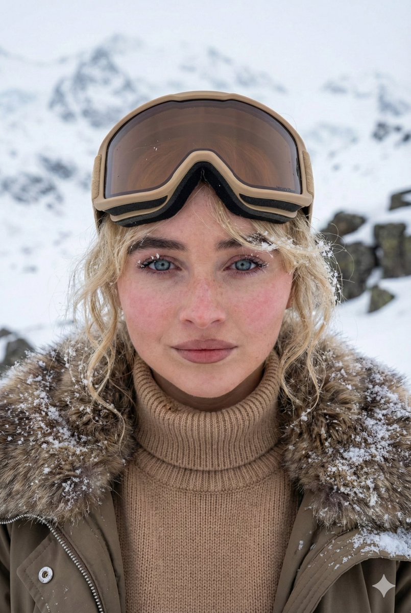 Vertical Cinematic Arctic Portrait (Tan/Brown Palette) — example 2