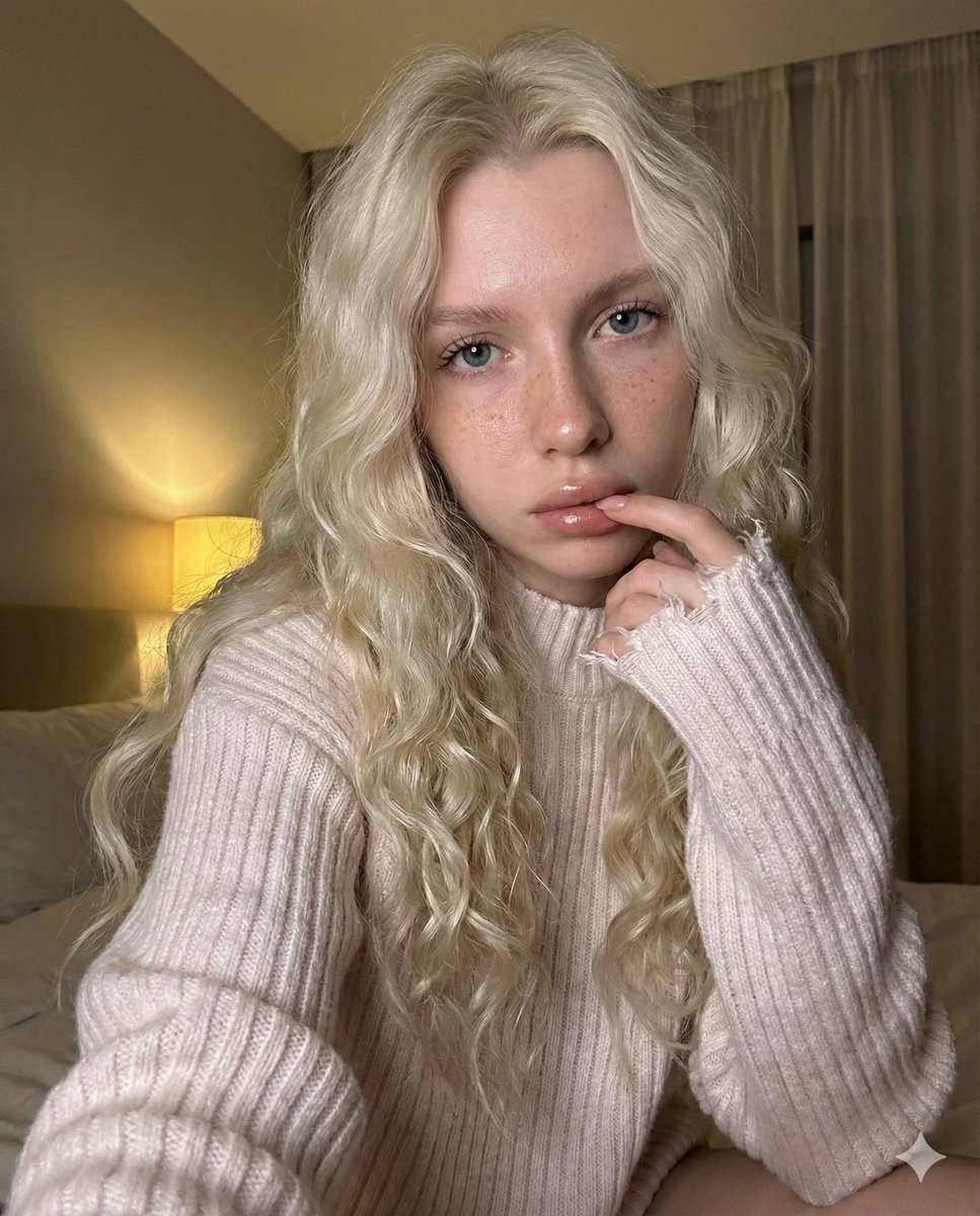 Intimate Low-Light Bedroom Selfie Portrait — example 1