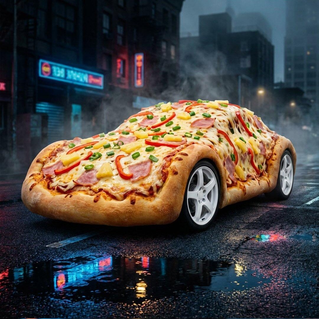 Surreal Pizza Landscapes and Cyberpunk Cars — example 4