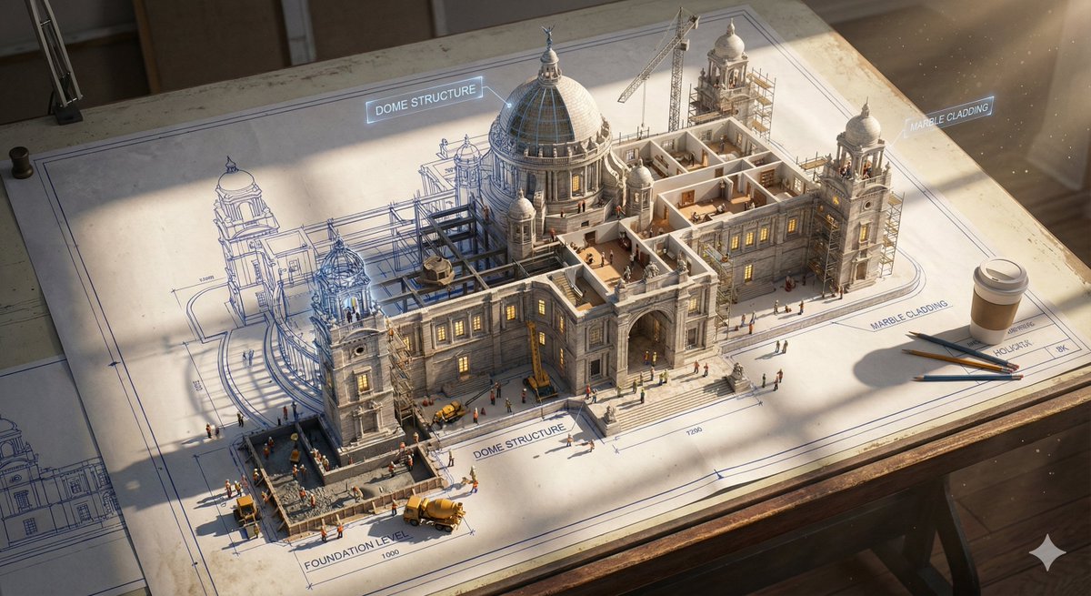 Epic 3D Architectural Blueprint Construction Scene — example 3