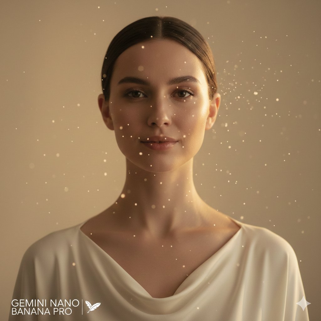 High-fashion close-up portrait of a woman with simple elegance — example 1