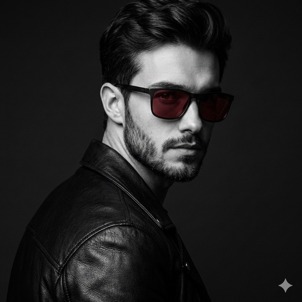 Black and White Fashion Portrait with Exact Facial Structure — example 1