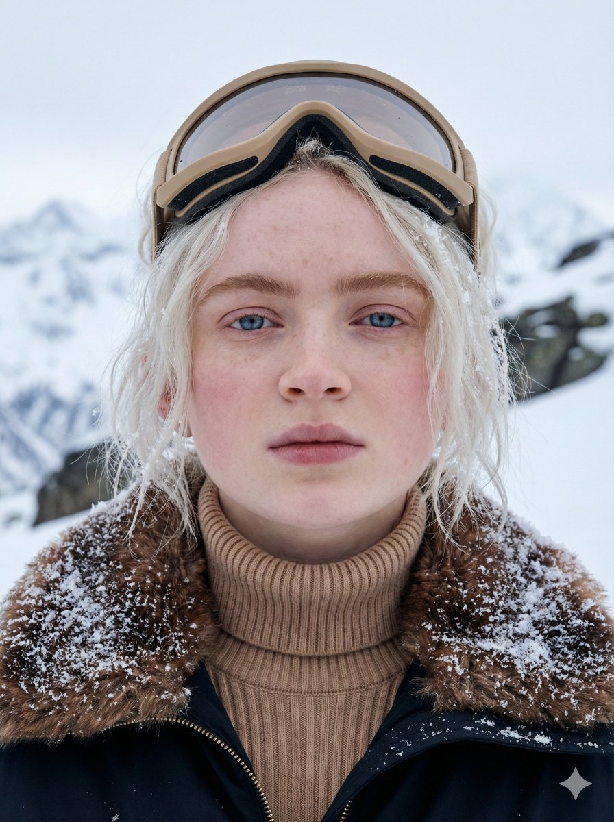 Cinematic Close-up Portrait in Alpine Environment — example 1