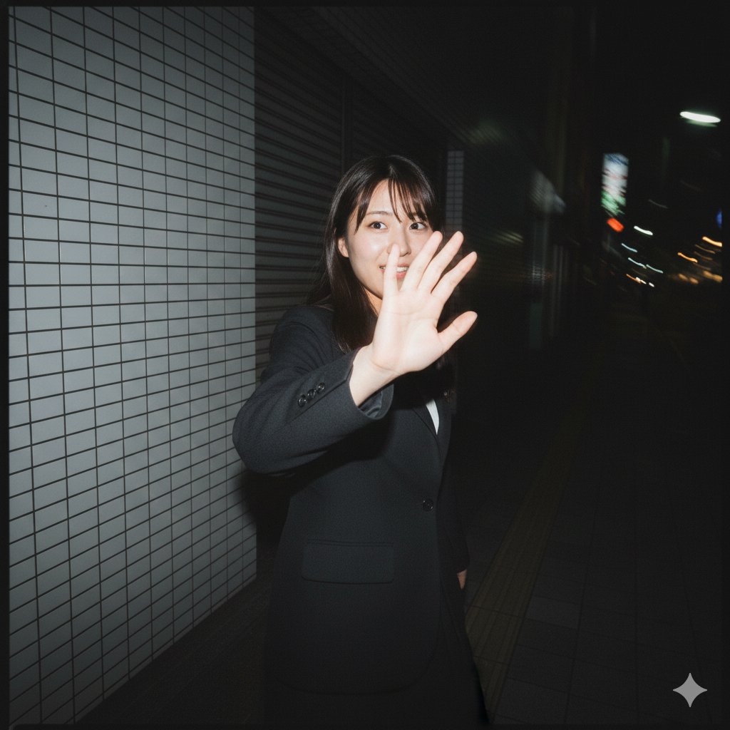 Raw, Motion-Blurred Nighttime Smartphone Flash Portrait — example 1