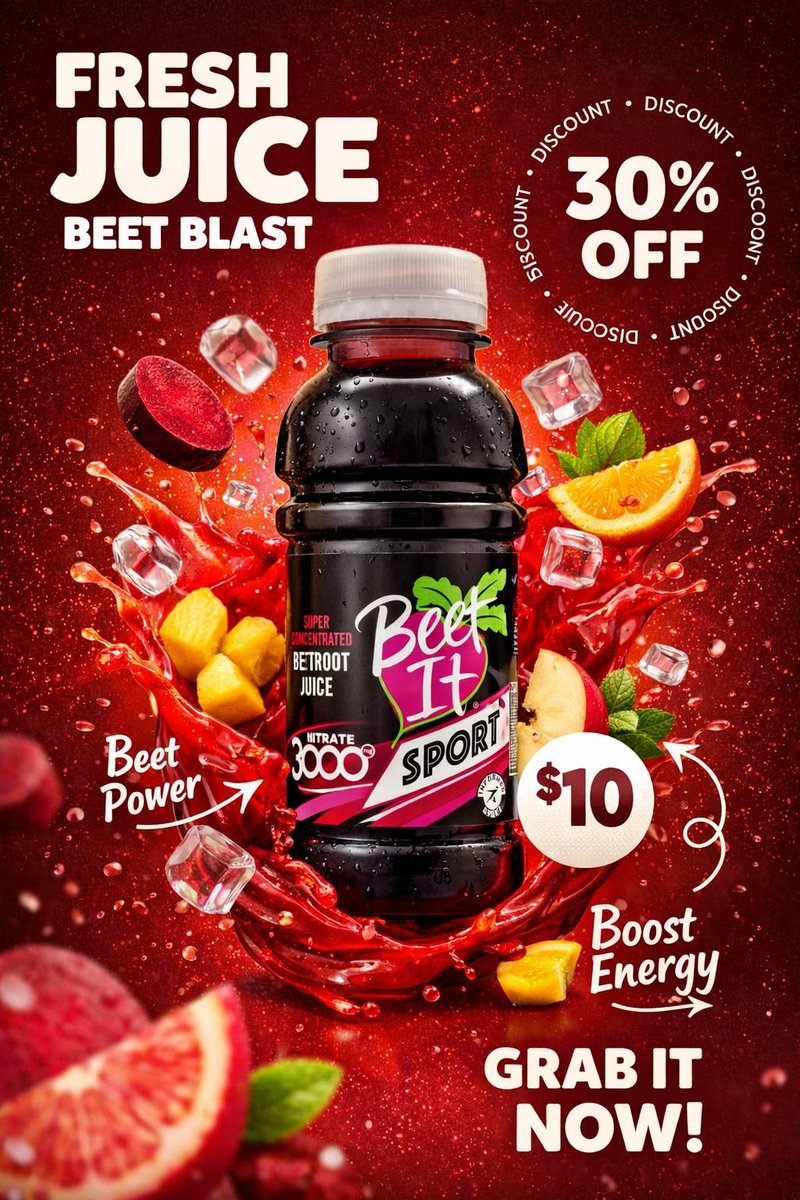 Product Photography Poster with Liquid Splash and Text Overlays — example 2