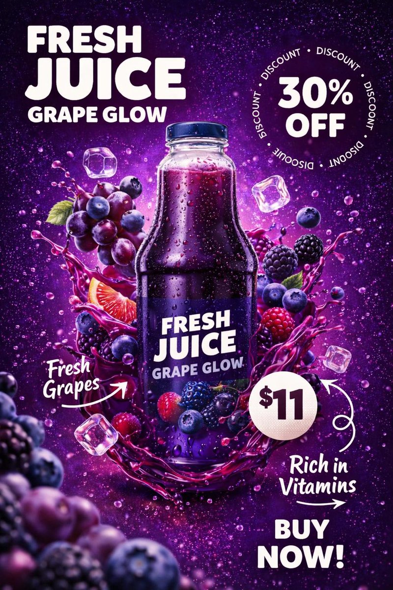 Product Photography Poster with Liquid Splash and Text Overlays — example 4