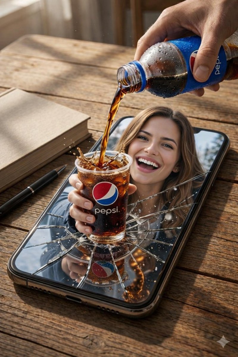 Surreal Product Composite: Subject Emerging from Cracked Phone Screen