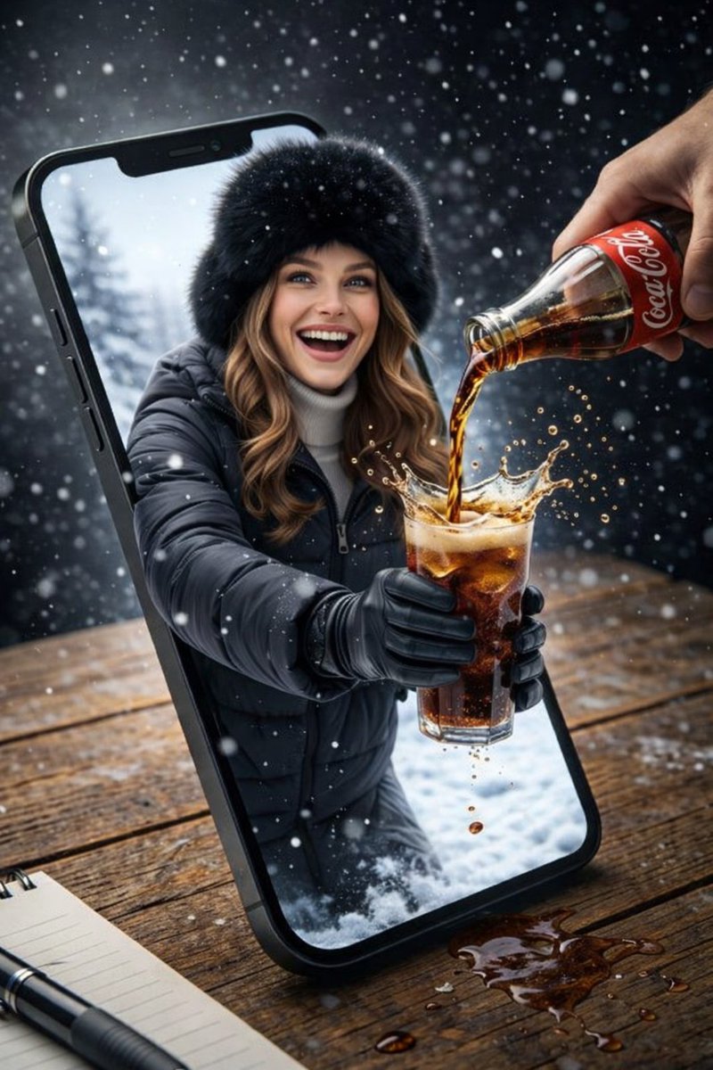Surreal Product Composite: Subject Emerging from Cracked Phone Screen — example 2