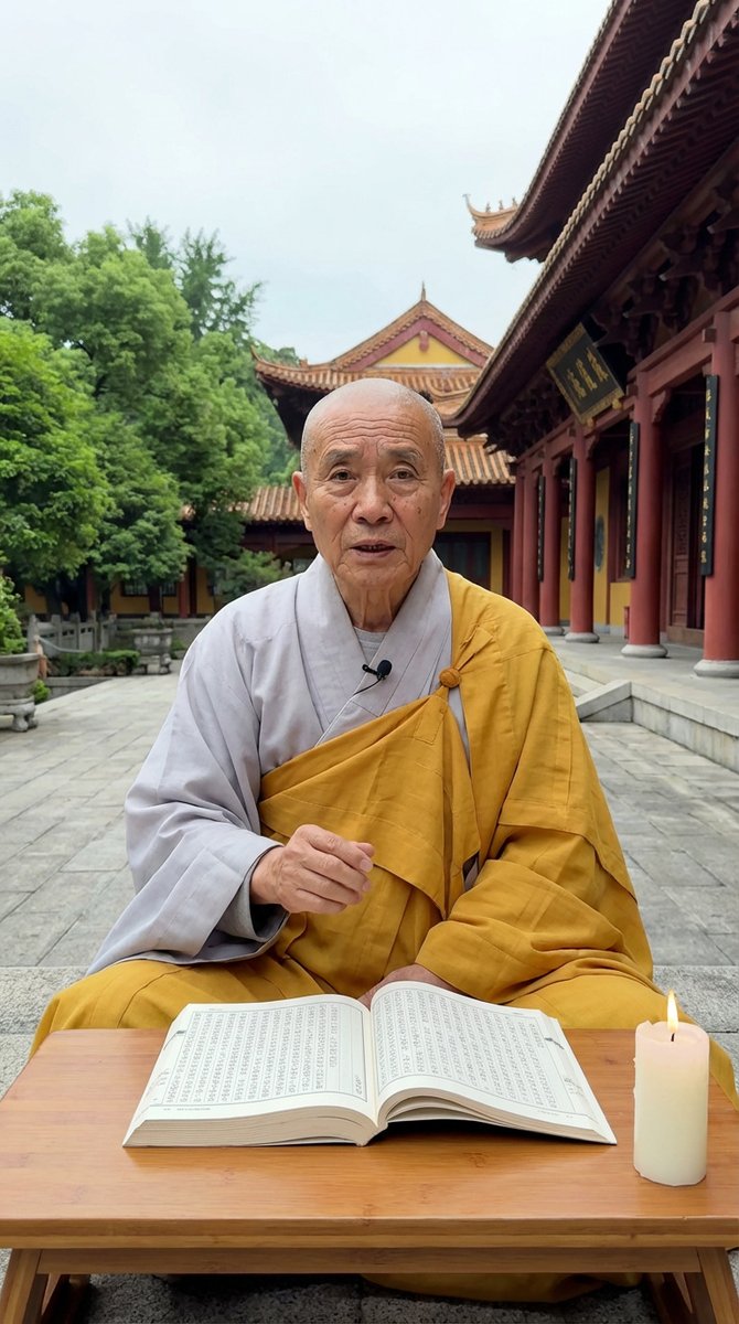 Monk Delivering Life Advice Video Still Prompt — example 1