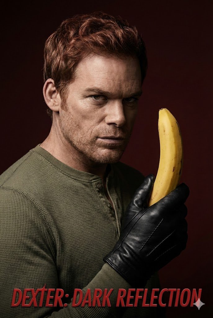 Dexter Morgan Cinematic Portrait with Banana Prop Prompt — example 1