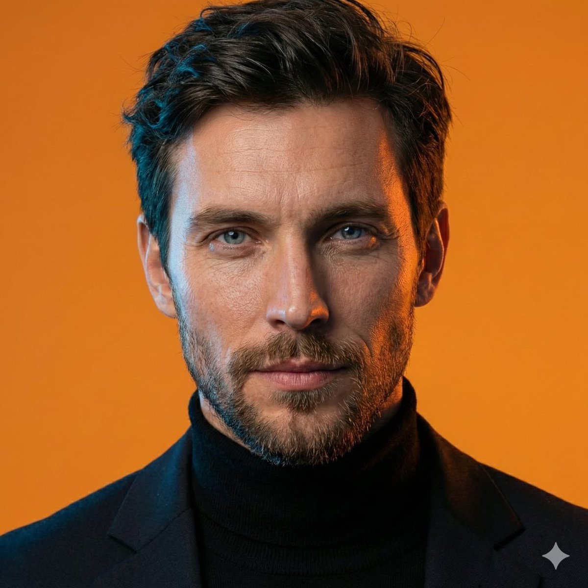 AI-Generated Face Cinematic Portrait Prompt (Dual-Tone Lighting) — example 1