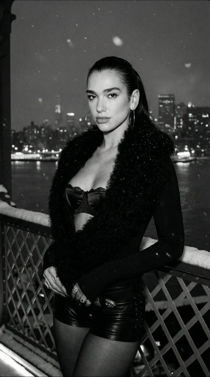 Dua Lipa Black and White Cinematic Editorial Prompt — example 1