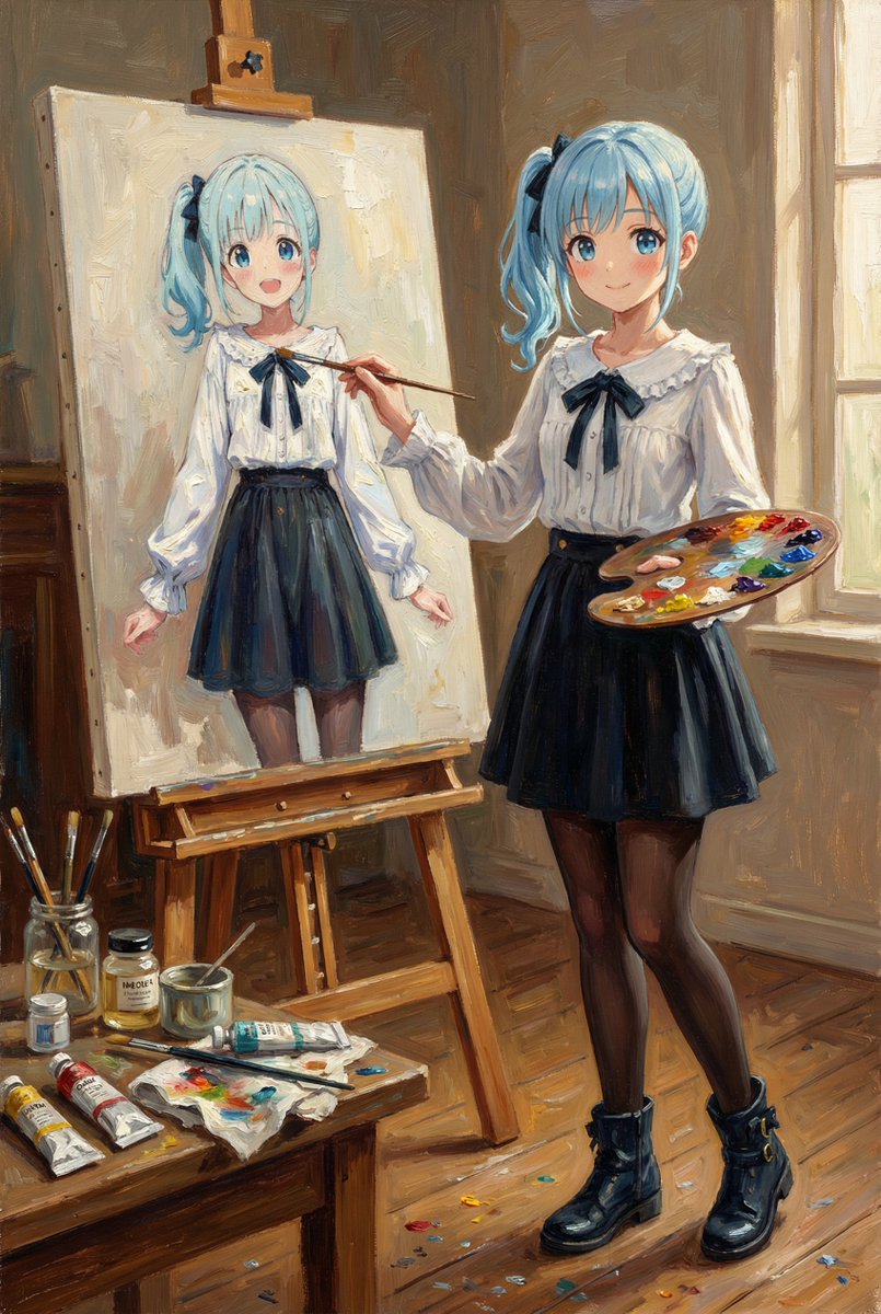 Reference Character Painting Self-Portrait in Oil Style — example 1