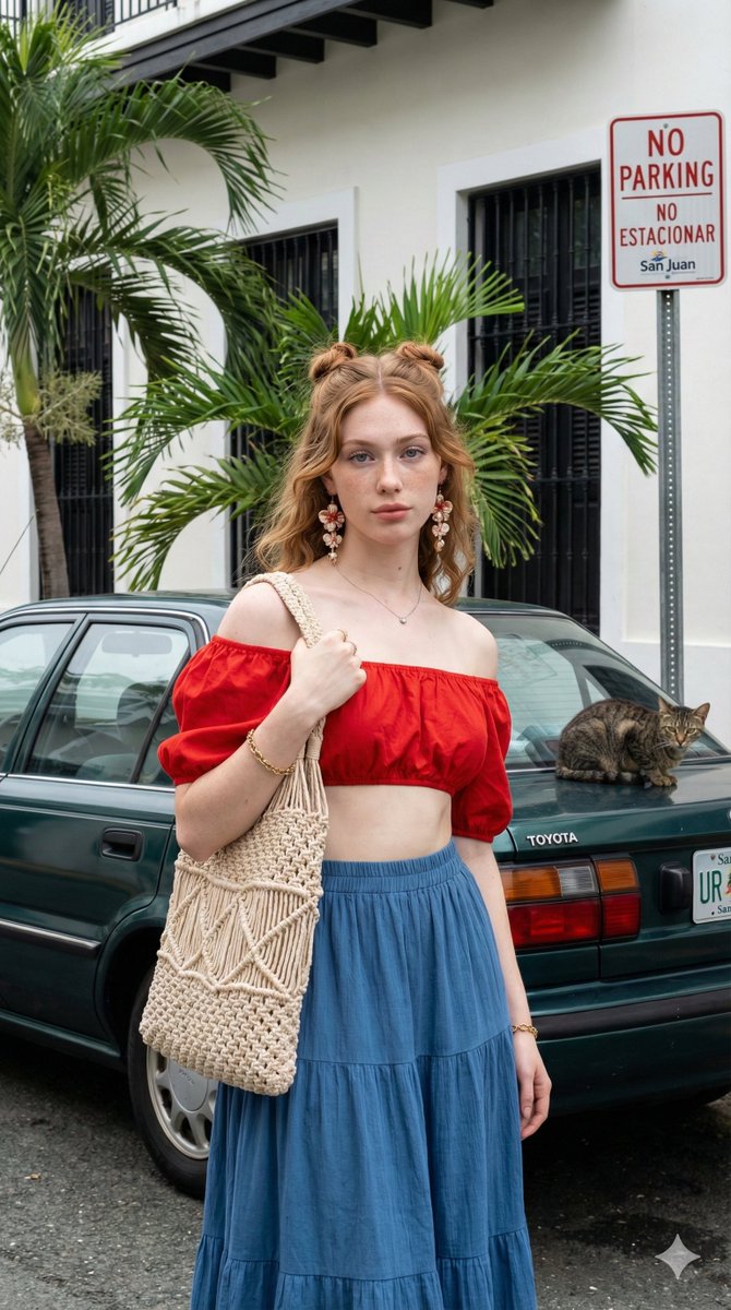 Photorealistic Spanish Beauty Portrait in Urban Tropical Setting — example 1