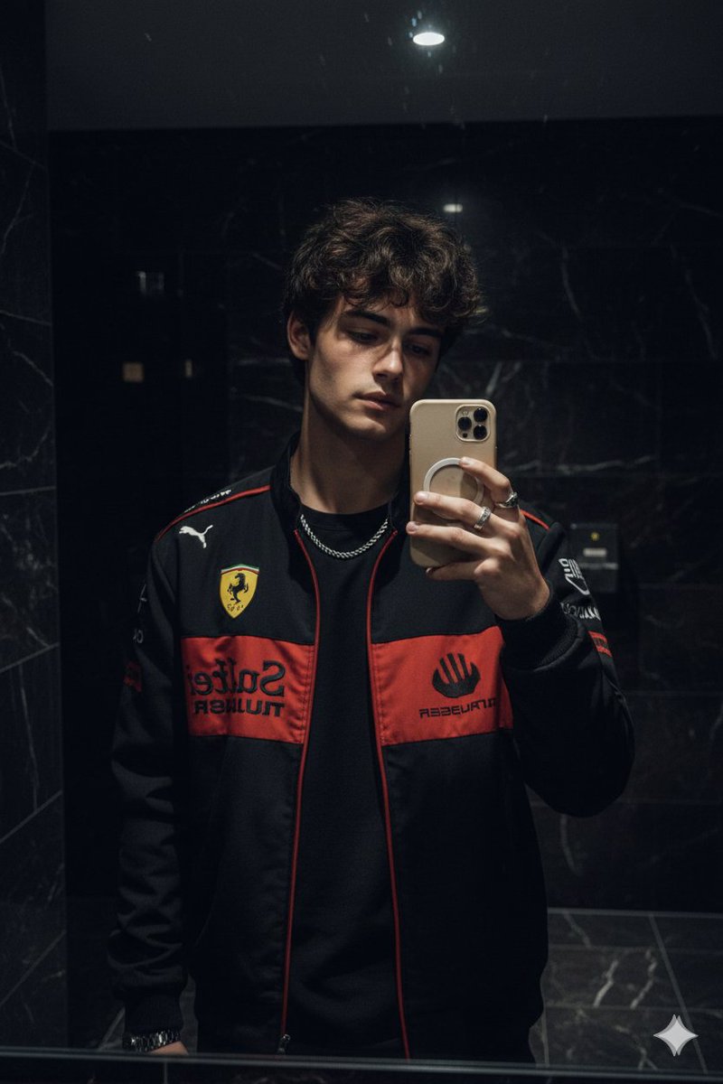 Cinematic Mirror Selfie in Dark Modern Bathroom — example 1
