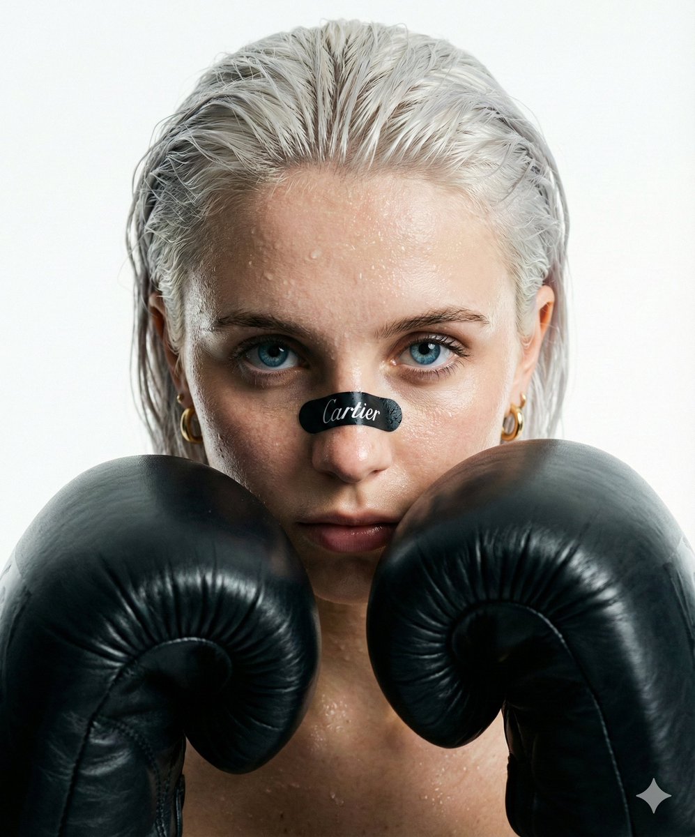 Cinematic Boxer Portrait with Cartier Branding — example 2
