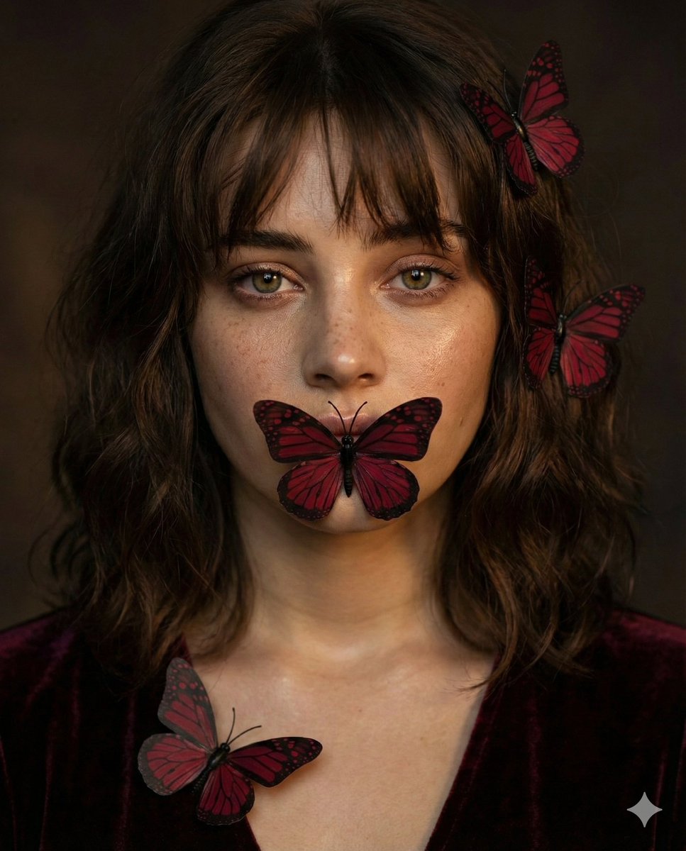 Mysterious Portrait with Butterflies — example 1