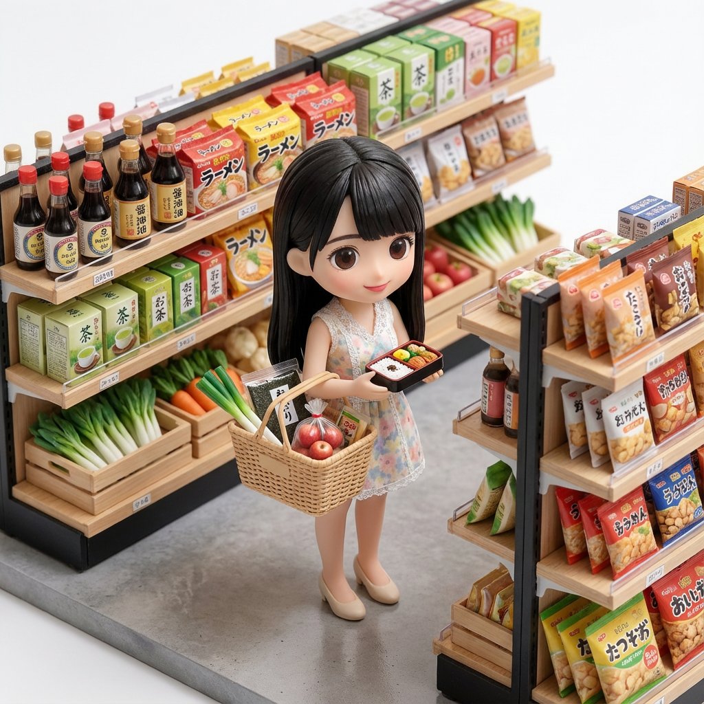 Isometric Miniature Figurine of a Character in a Japanese Flower Shop — example 1