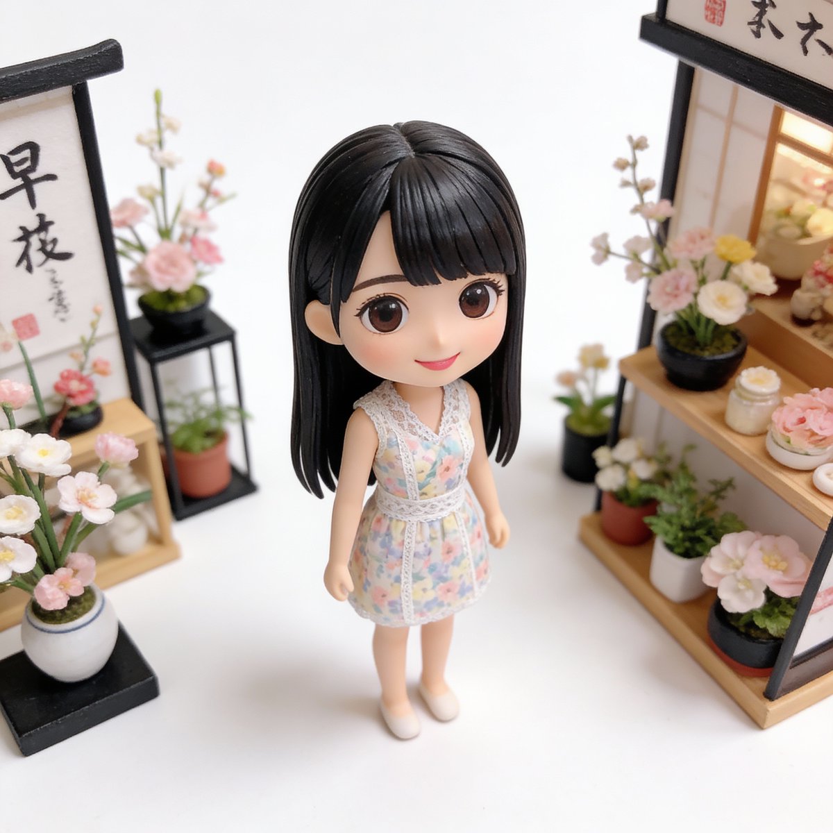 Isometric Miniature Figurine of a Character in a Japanese Flower Shop — example 2