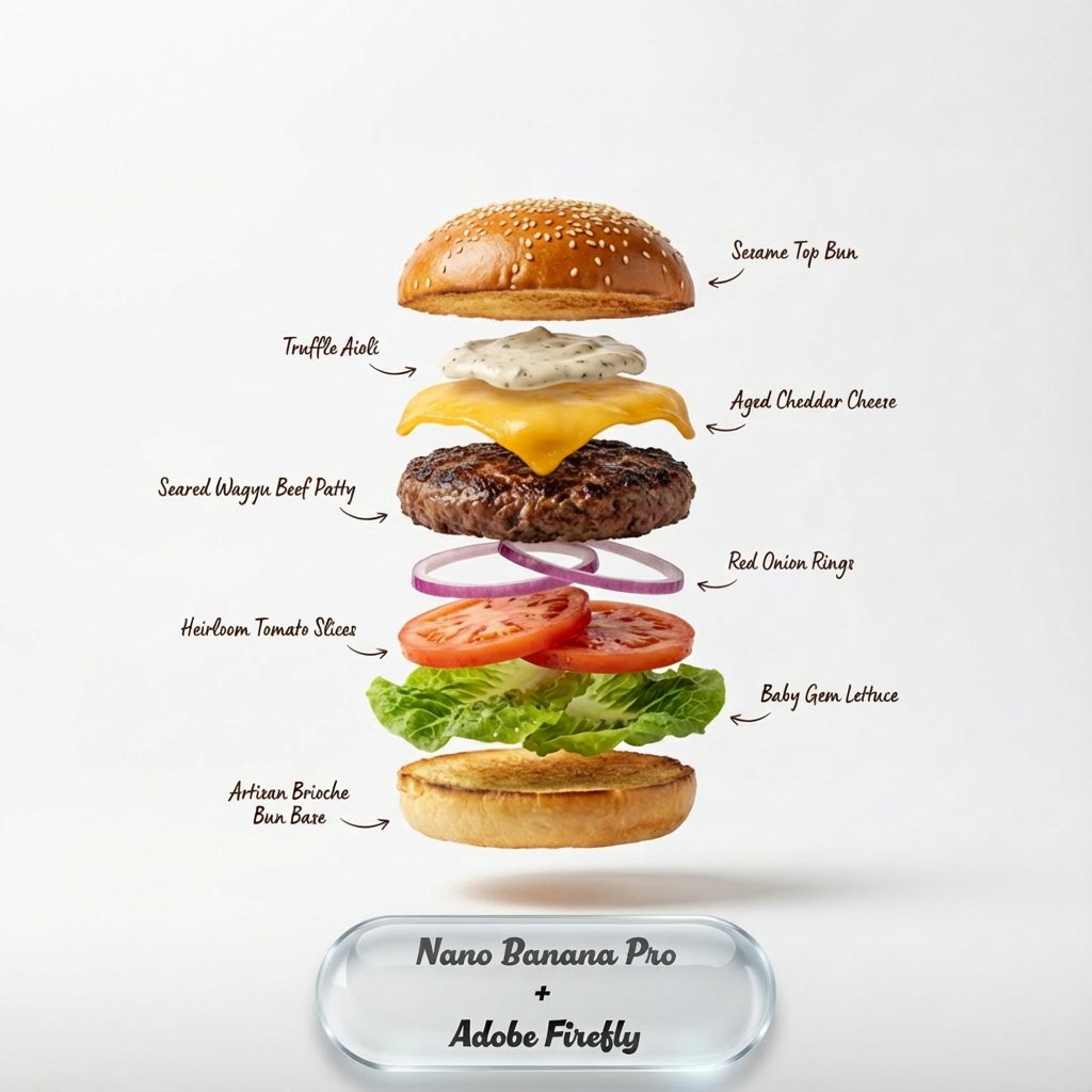 Exploding food photography prompt for Nano Banana Pro — example 1