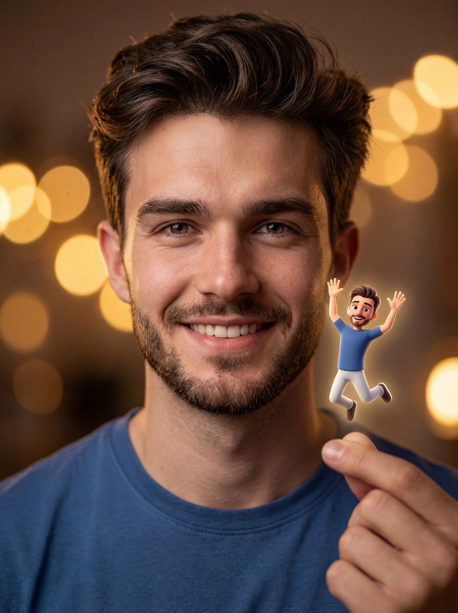 Ultra-realistic Portrait with Miniature Cartoon Self — example 1