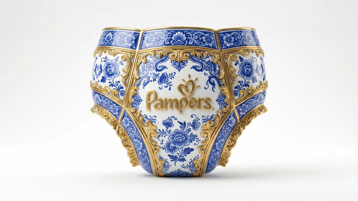 Gilded Delftware Product Signature Prompt — example 1