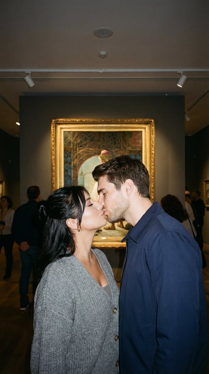 Candid Kiss in Pera Museum Film Still — example 1