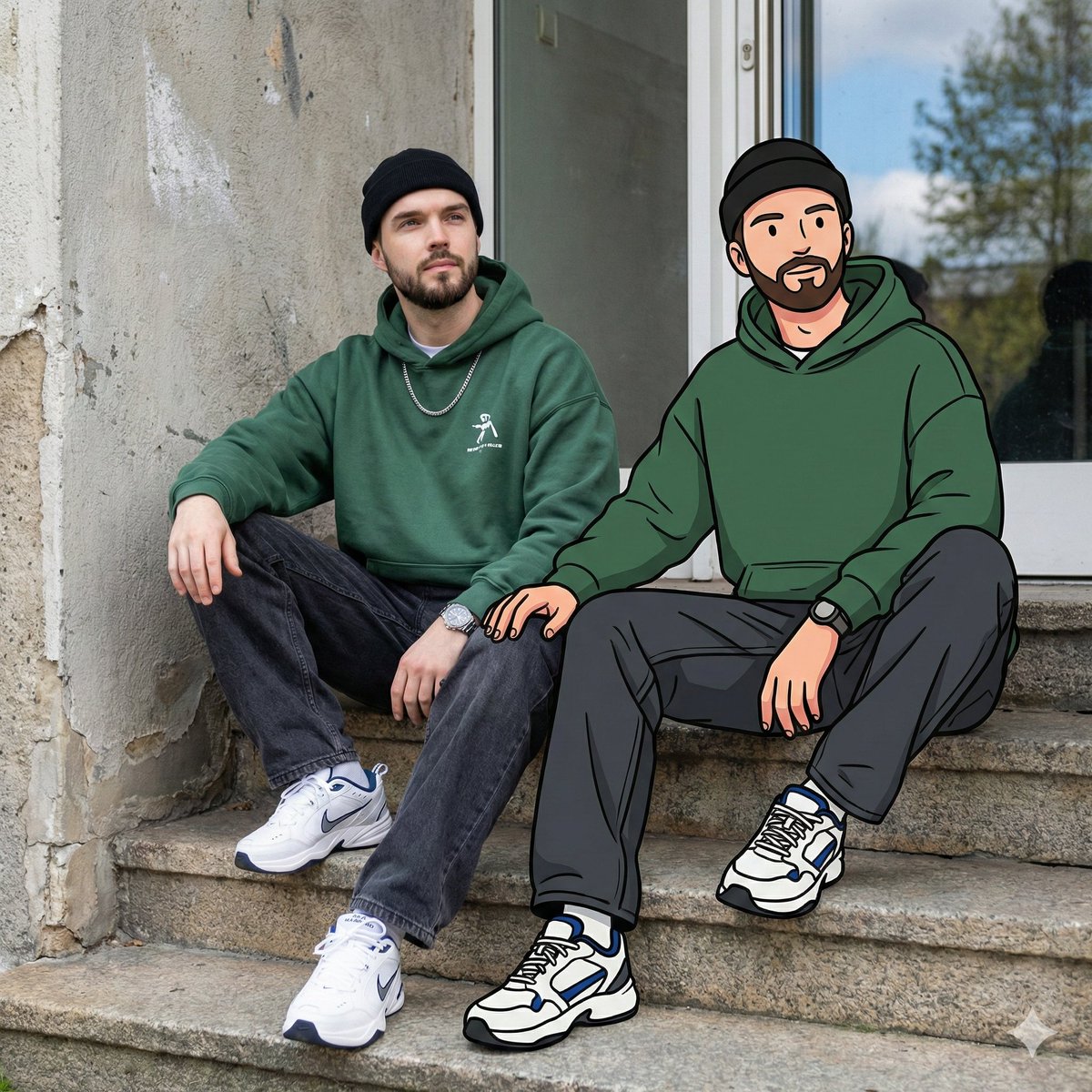 Mixed Reality Street Portrait with Cartoon Twin — example 2