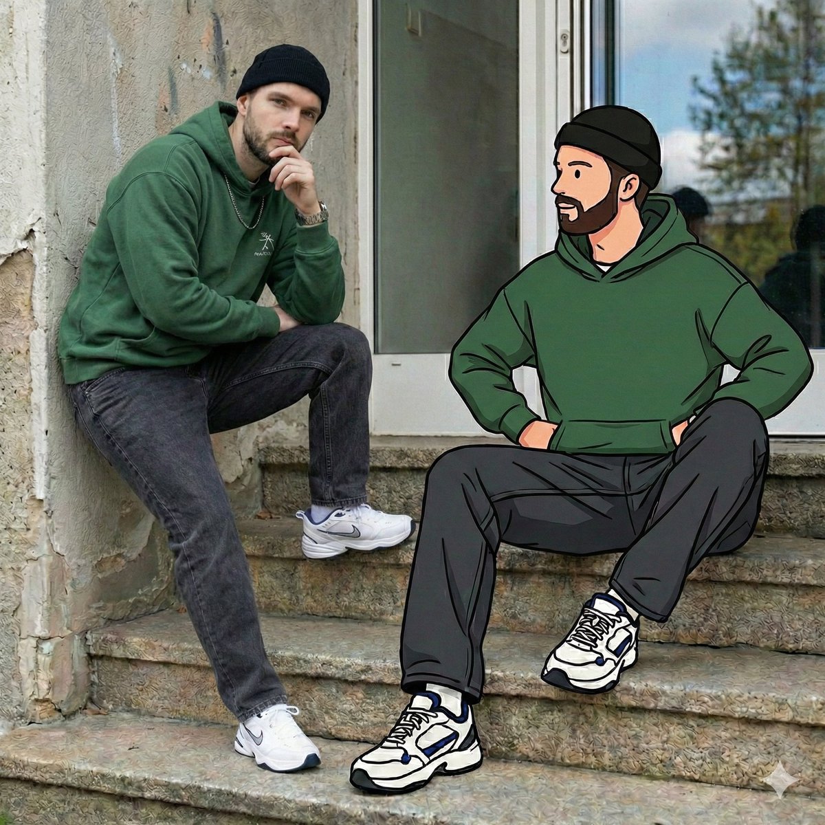 Mixed Reality Street Portrait with Cartoon Twin — example 3
