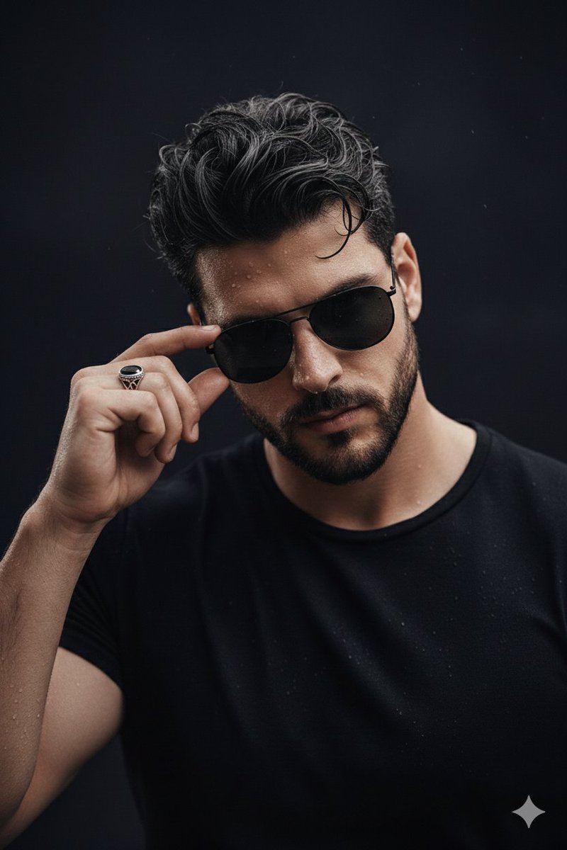 Ultra-Realistic Cinematic Close-up Portrait of a Man with Wet Skin — example 1