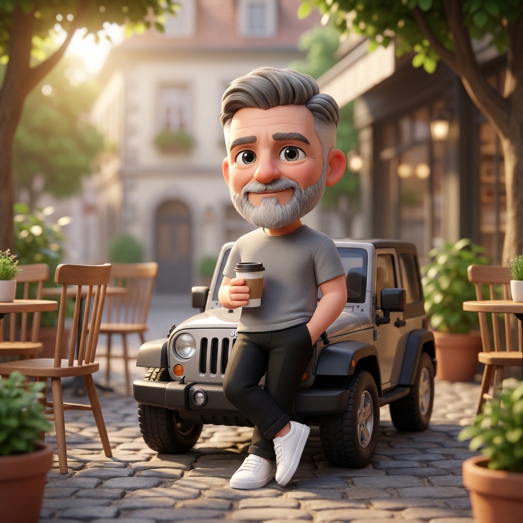 Pixar-Quality 3D Chibi Character with Mini Jeep — example 2