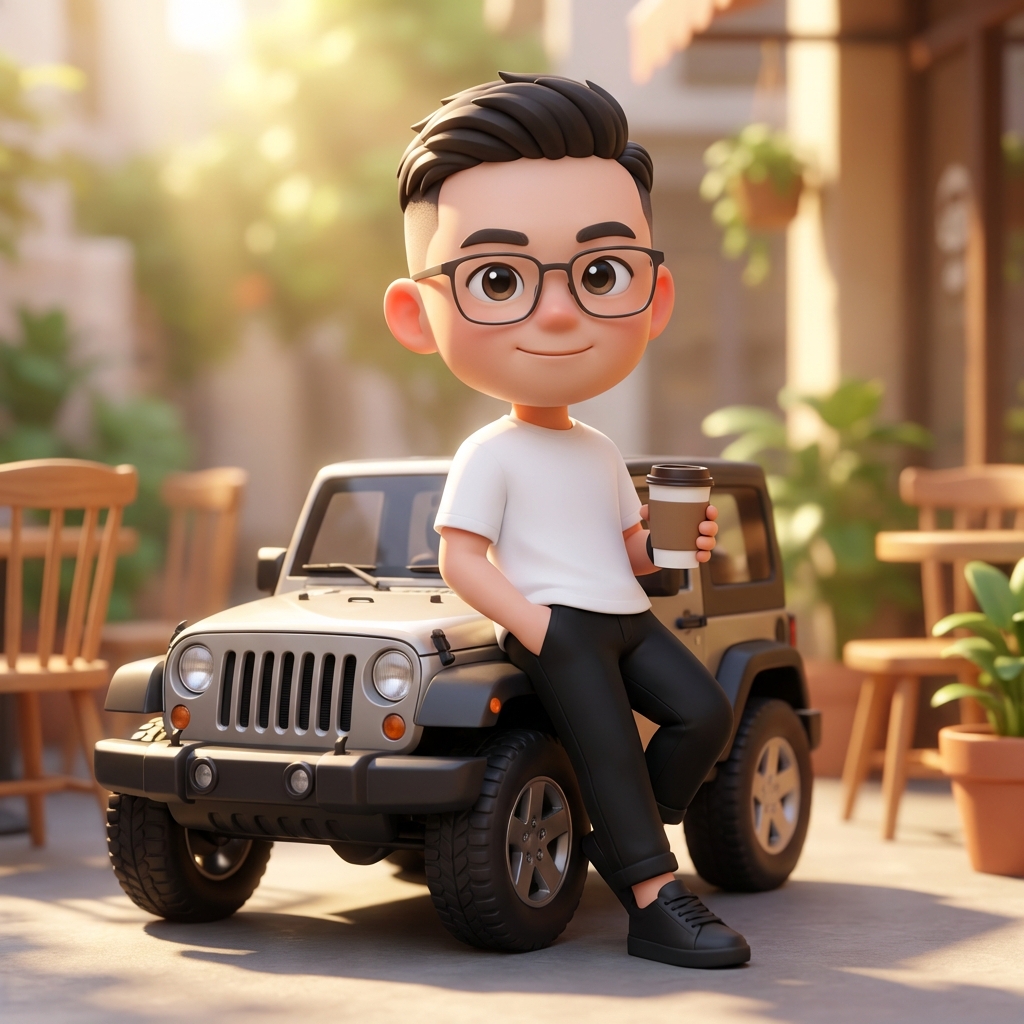 Pixar-Quality 3D Chibi Character with Mini Jeep — example 3