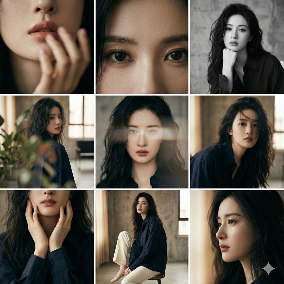 3x3 Editorial Photo Collage Contact Sheet Portrait — example 1