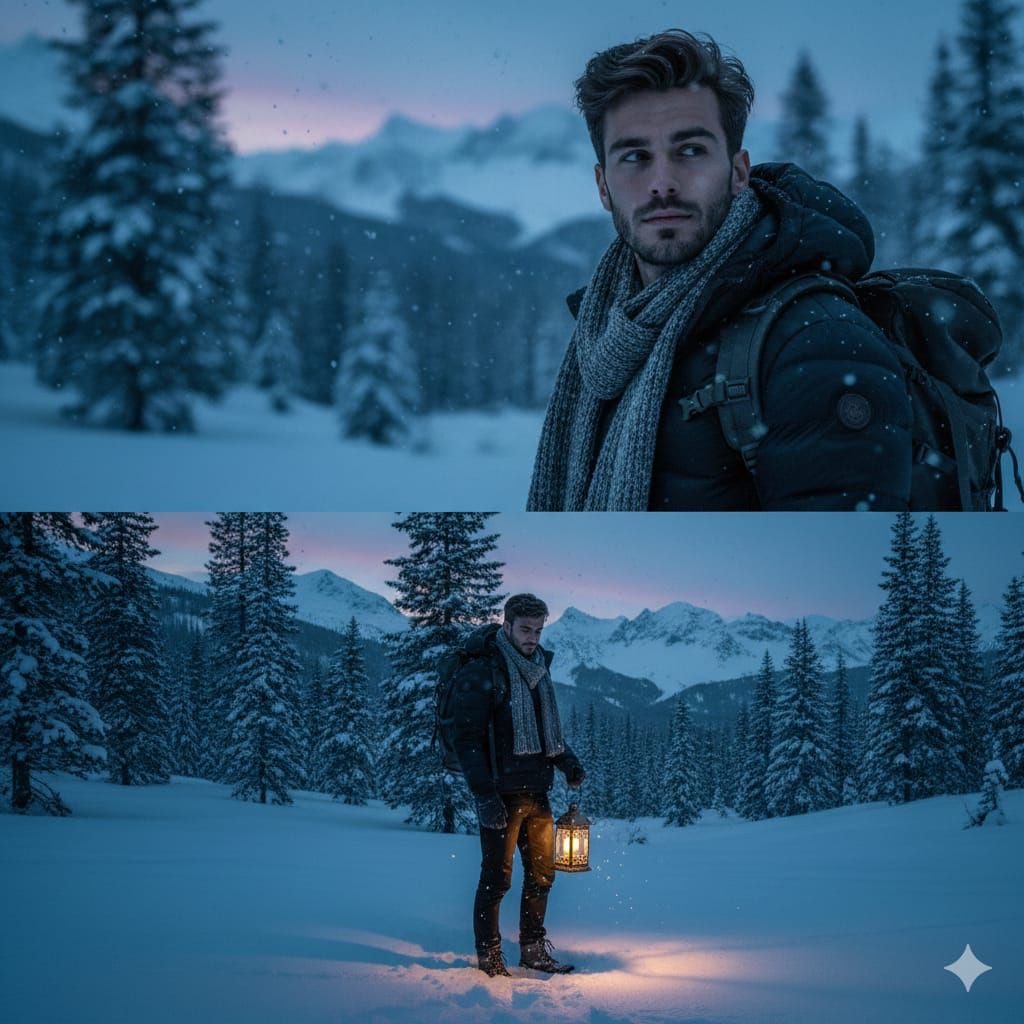 Cinematic Winter Forest Portrait — example 1