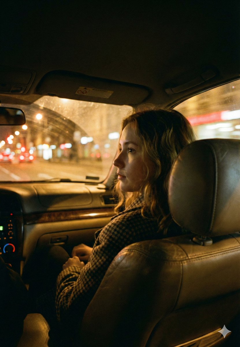 Cinematic Night Car Interior Portrait — example 1