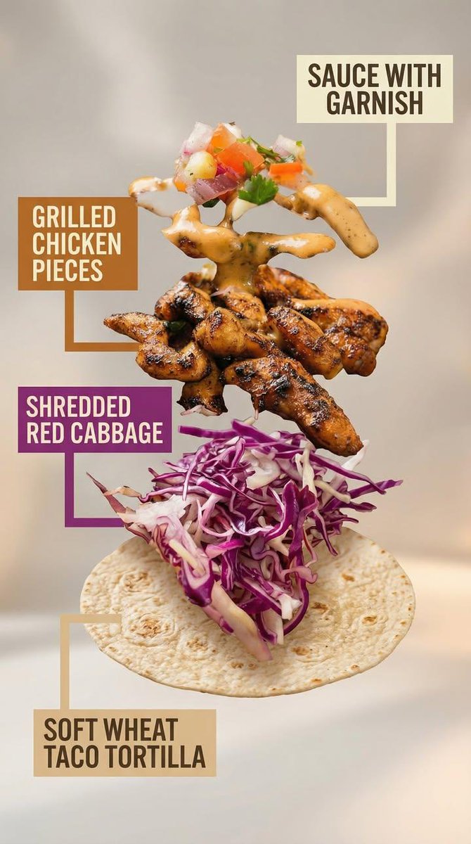 Exploded View Taco Visualization and Commercial Food Photography Prompt — example 1
