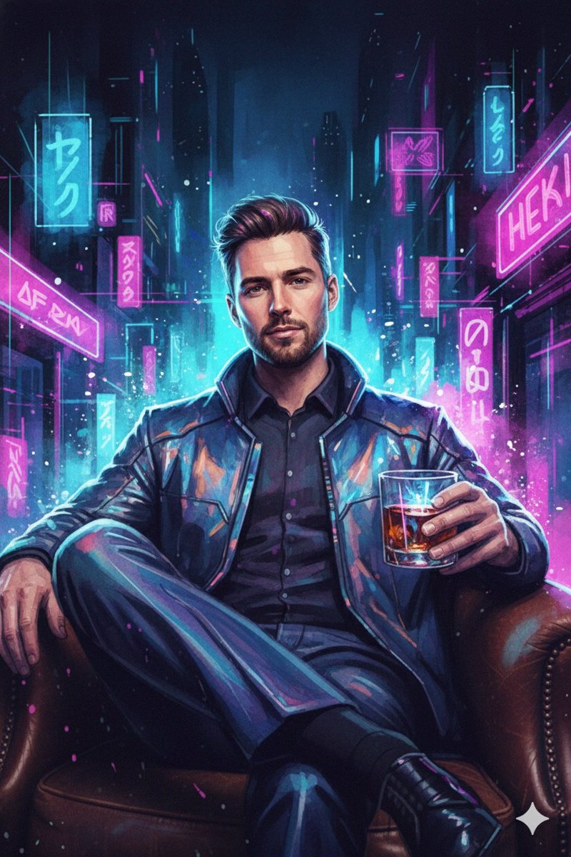 Neon Cyberpunk Watercolor Fusion Illustration Prompt — example 2