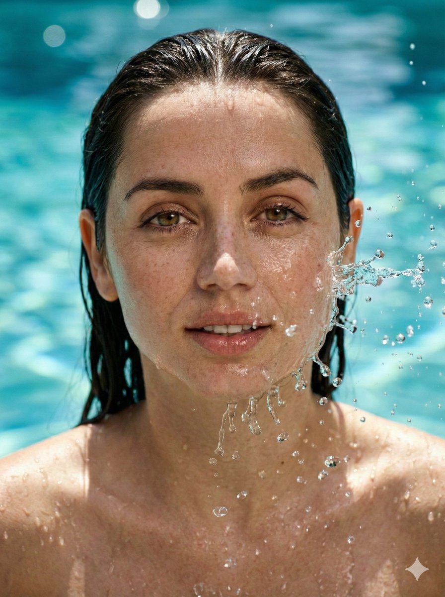 Hyper-Realistic Portrait of Sydney Sweeney in Water Splash — example 1