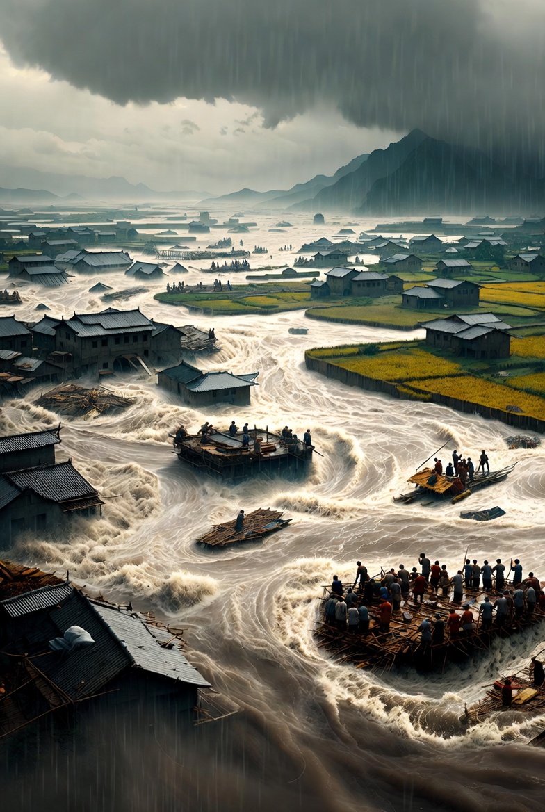 Historical Epic Scene: 1887 Yellow River Flood — example 4