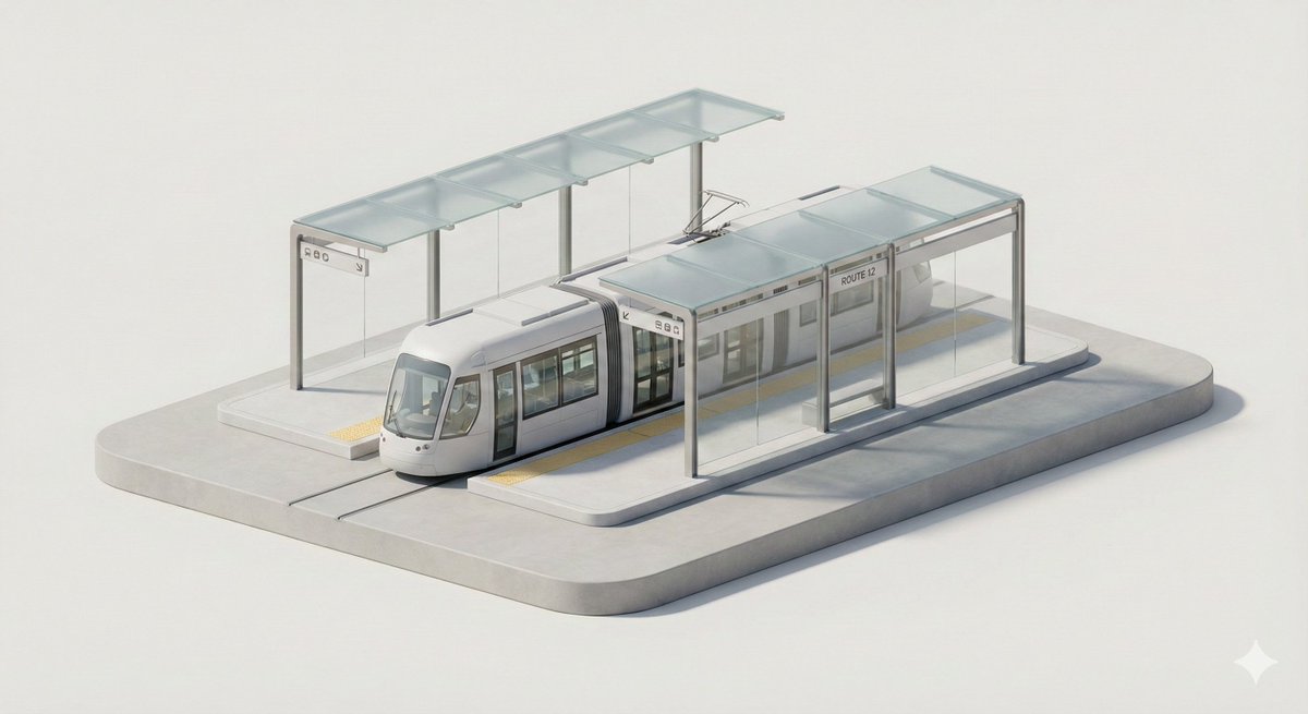 3D Isometric Urban Transit Stop Diorama Prompt — example 2