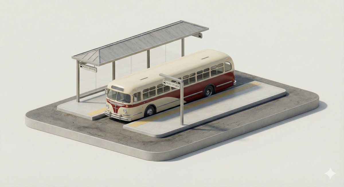 3D Isometric Urban Transit Stop Diorama Prompt — example 4