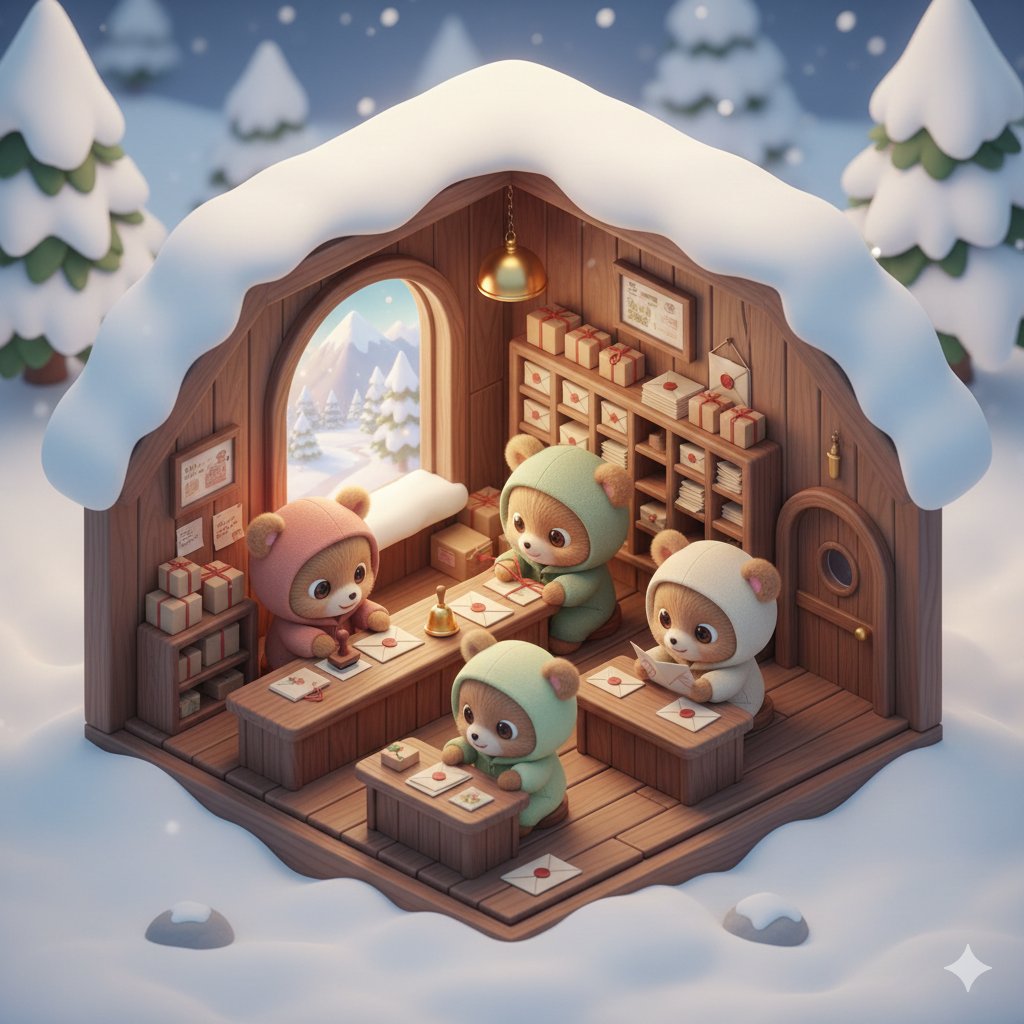 Isometric Kawaii Baby Bears Scene Prompt — example 2