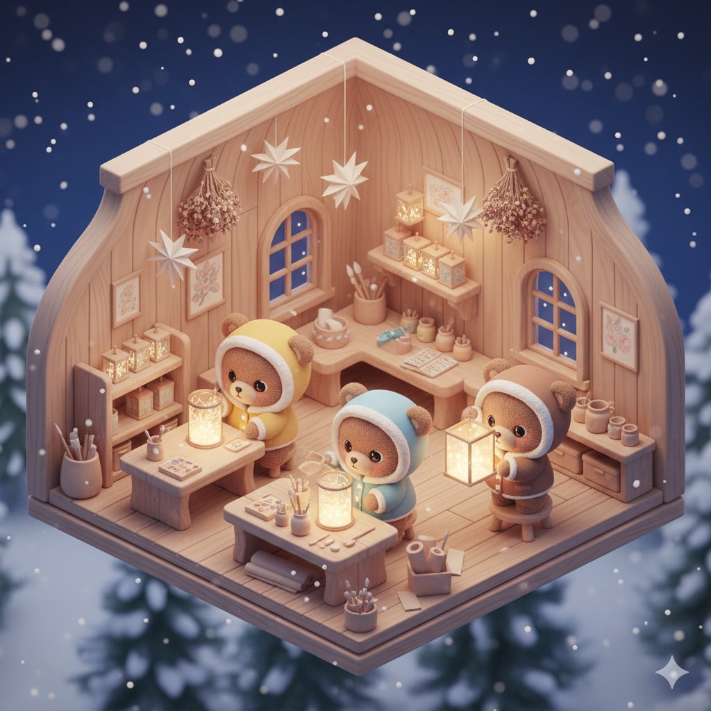 Isometric Kawaii Baby Bears Scene Prompt — example 3