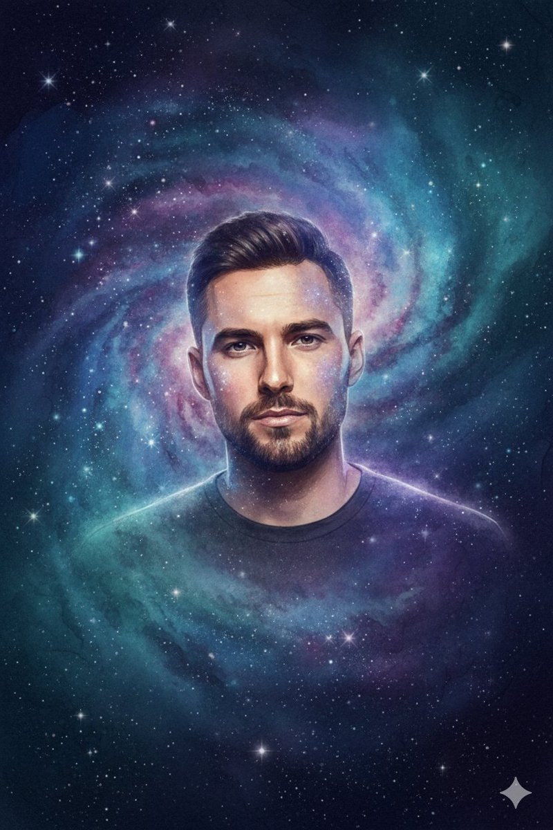 Cosmic Galaxy Watercolor Portrait (Identity Preservation) — example 1
