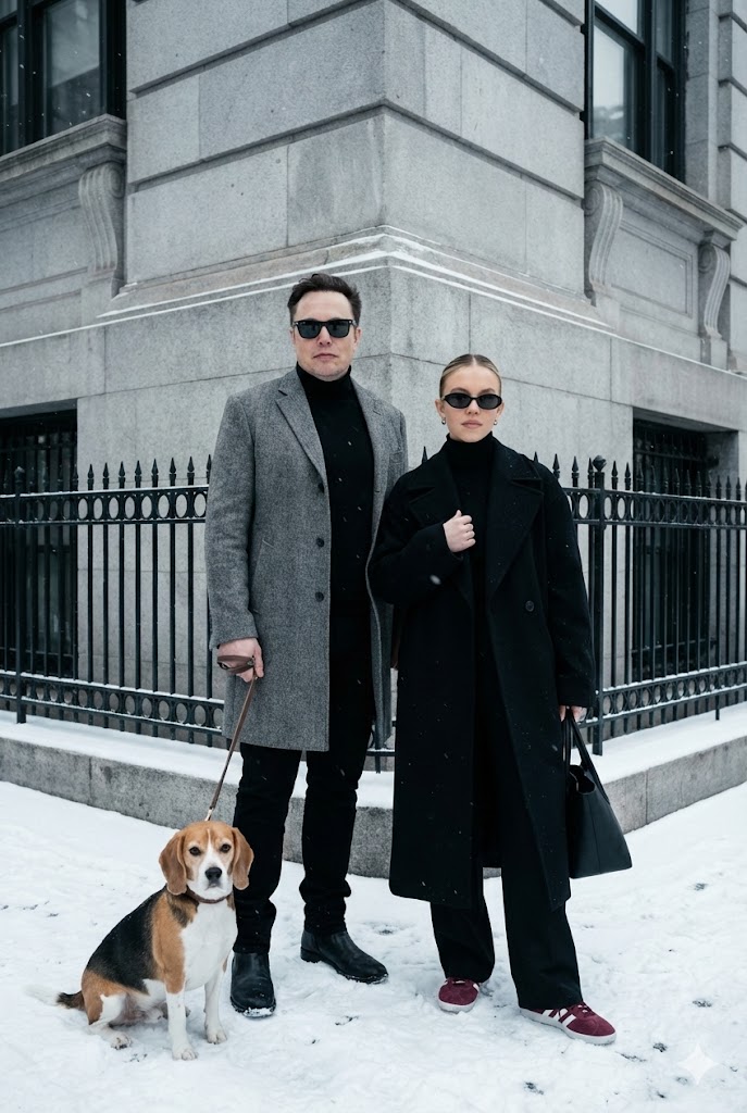 Sophisticated Urban Winter Couple Portrait