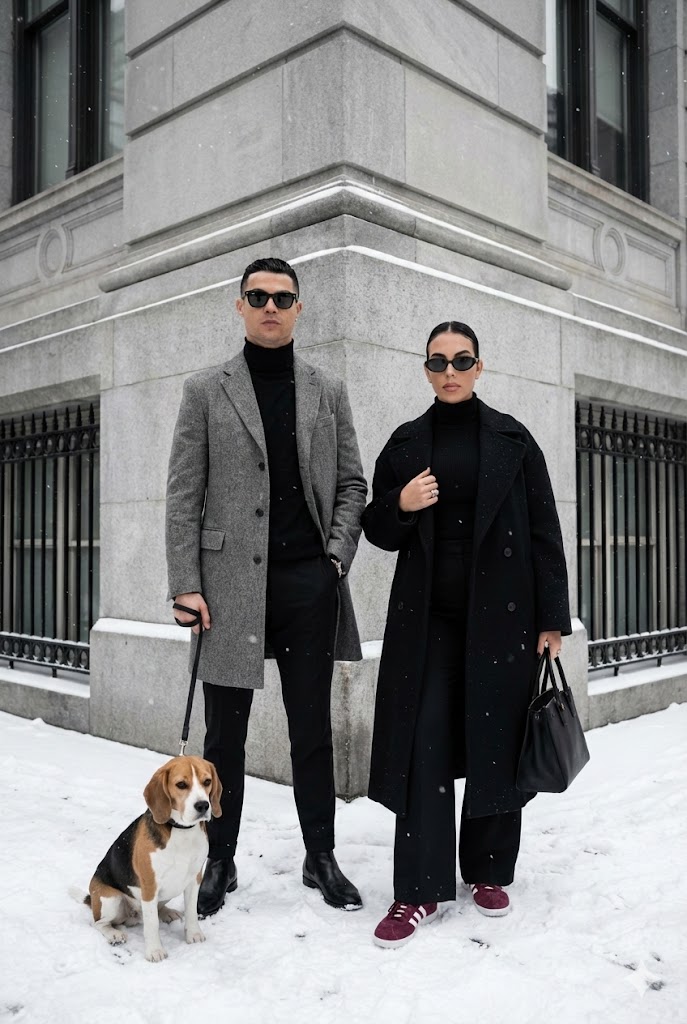 Sophisticated Urban Winter Couple Portrait — example 2